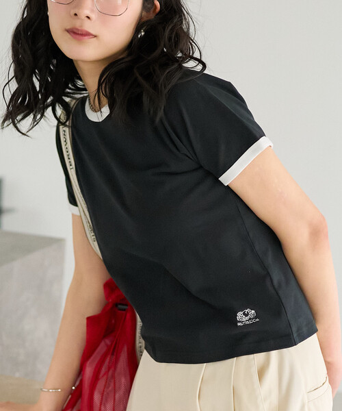 FREAK'S STORE(フリークスストア)の「FRUIT OF THE LOOM × FREAK'S STORE/フルーツオブザルーム 別注 配色リンガー 天竺Tシャツ/リンガーTシャツ(Tシャツ/カットソー・レディース・レモンイエロー/オフホワイト/ピンク系その他/ブラック・フリ-)」の1枚目の写真