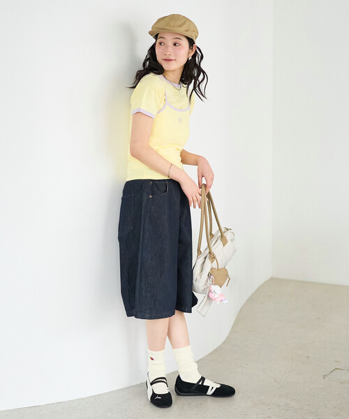 FREAK'S STORE(フリークスストア)の「FRUIT OF THE LOOM × FREAK'S STORE/フルーツオブザルーム 別注 配色リンガー 天竺Tシャツ/リンガーTシャツ(Tシャツ/カットソー・レディース・レモンイエロー/オフホワイト/ピンク系その他/ブラック・フリ-)」の12枚目の写真
