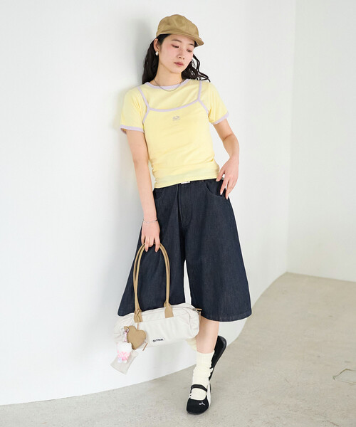 FREAK'S STORE(フリークスストア)の「FRUIT OF THE LOOM × FREAK'S STORE/フルーツオブザルーム 別注 配色リンガー 天竺Tシャツ/リンガーTシャツ(Tシャツ/カットソー・レディース・レモンイエロー/オフホワイト/ピンク系その他/ブラック・フリ-)」の14枚目の写真