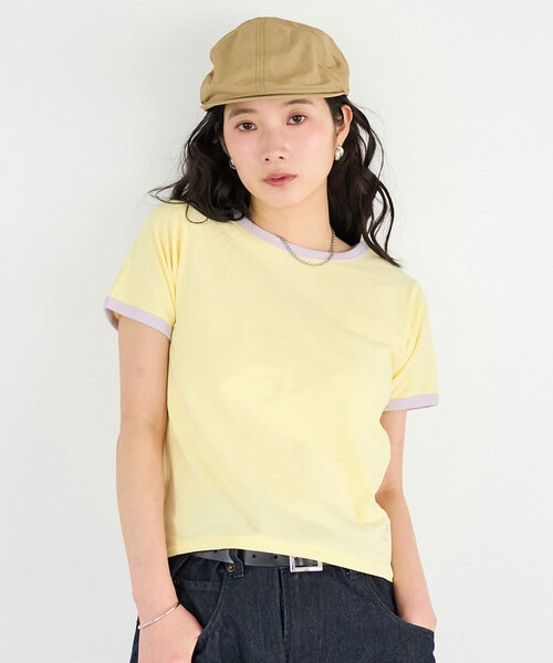 FREAK'S STORE(フリークスストア)の「FRUIT OF THE LOOM × FREAK'S STORE/フルーツオブザルーム 別注 配色リンガー 天竺Tシャツ/リンガーTシャツ(Tシャツ/カットソー・レディース・レモンイエロー/オフホワイト/ピンク系その他/ブラック・フリ-)」の18枚目の写真