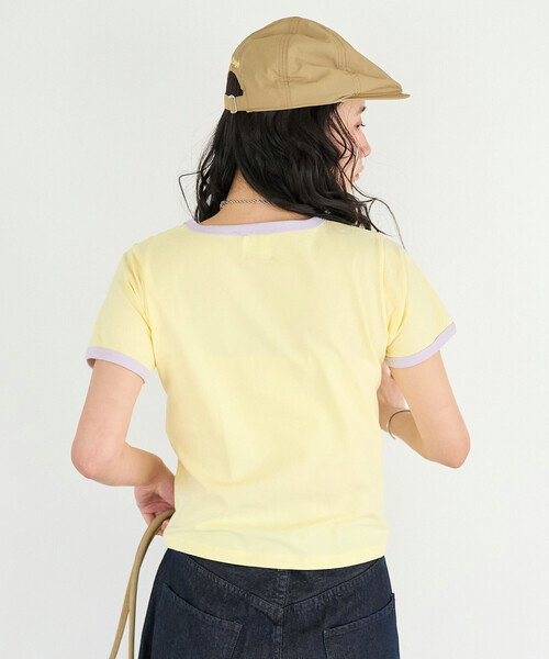 FREAK'S STORE(フリークスストア)の「FRUIT OF THE LOOM × FREAK'S STORE/フルーツオブザルーム 別注 配色リンガー 天竺Tシャツ/リンガーTシャツ(Tシャツ/カットソー・レディース・レモンイエロー/オフホワイト/ピンク系その他/ブラック・フリ-)」の20枚目の写真