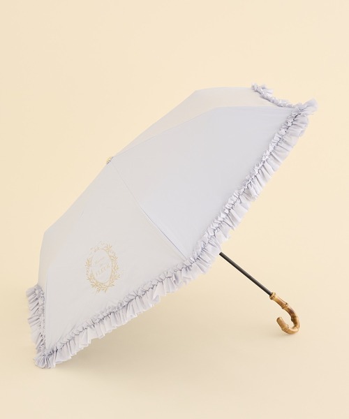Maison de FLEUR（メゾンドフルール）の「遮光&UV CUT フリル折りたたみ傘（折りたたみ傘・レディース・グレイッシュブルー/ピンク/アイボリー・FREE）」の3枚目の写真