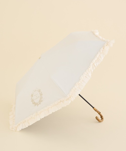 Maison de FLEUR（メゾンドフルール）の「遮光&UV CUT フリル折りたたみ傘（折りたたみ傘・レディース・グレイッシュブルー/ピンク/アイボリー・FREE）」の2枚目の写真