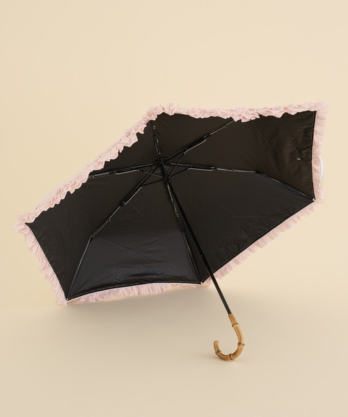 Maison de FLEUR（メゾンドフルール）の「遮光&UV CUT フリル折りたたみ傘（折りたたみ傘・レディース・グレイッシュブルー/ピンク/アイボリー・FREE）」の5枚目の写真