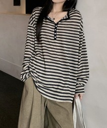 ルーズボーダーロングTシャツ
