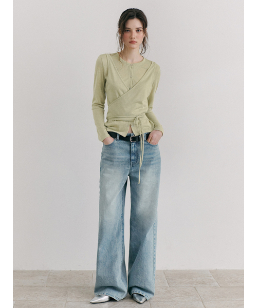 ETMON(エトモン)の「Wrap Cardigan T-Shirt, Light Green(Tシャツ/カットソー・レディース・その他・F)」の2枚目の写真