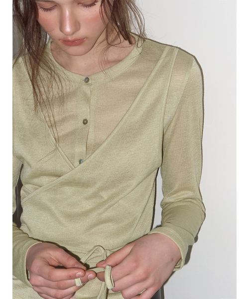 ETMON(エトモン)の「Wrap Cardigan T-Shirt, Light Green(Tシャツ/カットソー・レディース・その他・F)」の6枚目の写真