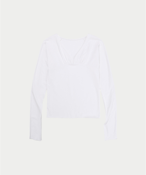 YEARNING(イヤニング)の「FRONTBACK SHIRRING CURVED TOP, IVORY(Tシャツ/カットソー・レディース・その他・FREE)」の2枚目の写真