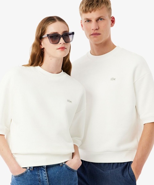 LACOSTE(ラコステ)の「サスティナブル 裏パイル ドロップショルダー半袖スウェット(スウェット・メンズ・オフホワイト/ブラウン/ネイビー・L/M/S/XS)」の1枚目の写真
