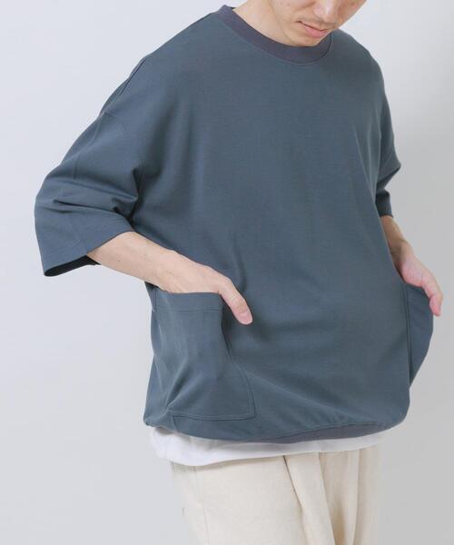 ITEMS URBANRESEARCH(アイテムズ アーバンリサーチ)の「サイドストレージ半袖ポンチTops(Tシャツ/カットソー・メンズ・ブラック/ダークグレー/ベージュ/カーキ・LARGE/MEDIUM)」の2枚目の写真