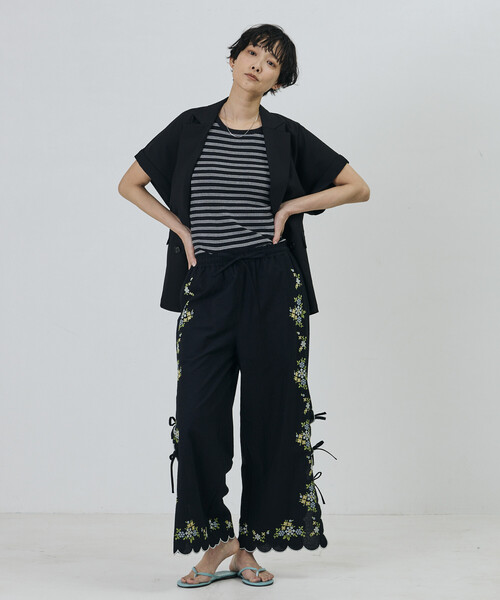 Freada(フリーダ)の「Freada/フリーダ インドスカラップ花刺繍パンツ / イージーパンツ / リラックスパンツ(その他パンツ・レディース・ホワイト/ブラック・ONE SIZE)」の14枚目の写真