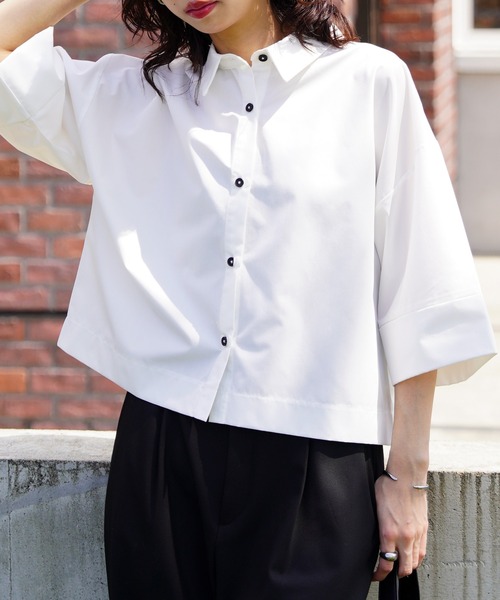 Chillfar(チルファー)の「ワイドスリーブコンパクトワイドシャツ(シャツ/ブラウス・レディース・ベージュ/ブラック/ブルー/ホワイト/ブルー系・FREE)」の22枚目の写真