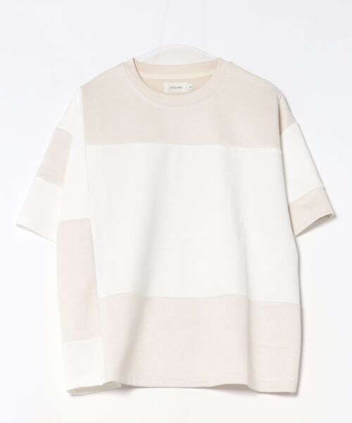 ATELANE(アテレーン)の「ATELANE /パッチワーク切替TEE(Tシャツ/カットソー・メンズ・ブラック/ホワイト・MEDIUM/LARGE)」の7枚目の写真