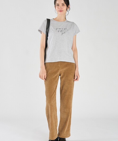 agnes b.（アニエスベー）の「メッセージ プリント オーガニックコットン 半袖 Tシャツ "...je sais ce que j' fais...! Zut"（Tシャツ/カットソー・レディース・グレー・3/2/1）」の6枚目の写真