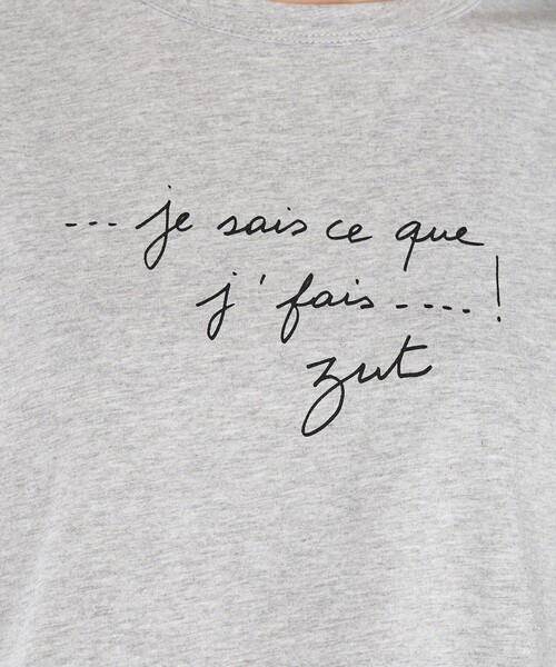 agnes b.（アニエスベー）の「メッセージ プリント オーガニックコットン 半袖 Tシャツ "...je sais ce que j' fais...! Zut"（Tシャツ/カットソー・レディース・グレー・3/2/1）」の7枚目の写真