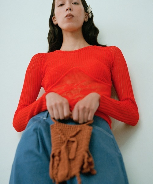 新品未使用LEINWANDE (ラインヴァンド) Blueberry Lace Top / ブルーベリーレーストップ（Tシャツ/カットソー