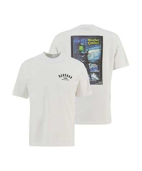 Barbour(バブアー)の「1946グラフィック オーバーサイズTシャツ(Tシャツ/カットソー・メンズ・ブラック/ホワイト・38/42/40/36)」の1枚目の写真