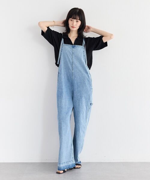 Editt by YECCA VECCA(エディットバイイェッカヴェッカ)の「綿麻デニムサロペット(サロペット/オーバーオール・レディース・ライトインディゴブルー/インディゴブルー・FREE)」の16枚目の写真