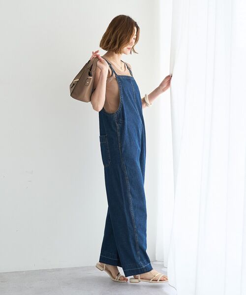 Editt by YECCA VECCA(エディットバイイェッカヴェッカ)の「綿麻デニムサロペット(サロペット/オーバーオール・レディース・ライトインディゴブルー/インディゴブルー・FREE)」の18枚目の写真