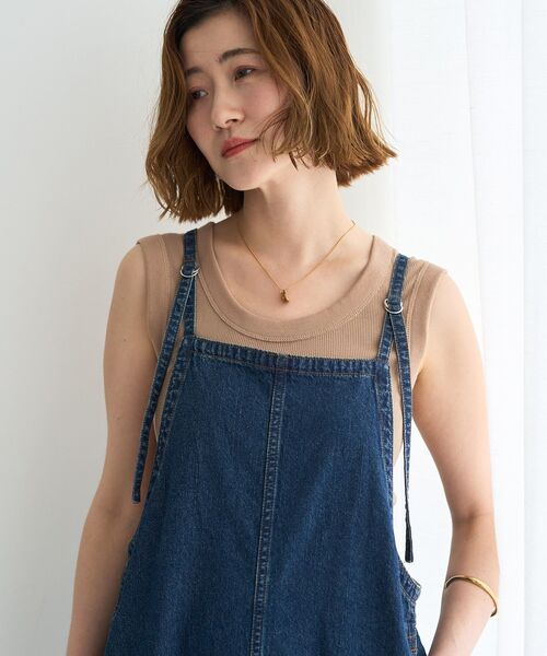 Editt by YECCA VECCA(エディットバイイェッカヴェッカ)の「綿麻デニムサロペット(サロペット/オーバーオール・レディース・ライトインディゴブルー/インディゴブルー・FREE)」の20枚目の写真