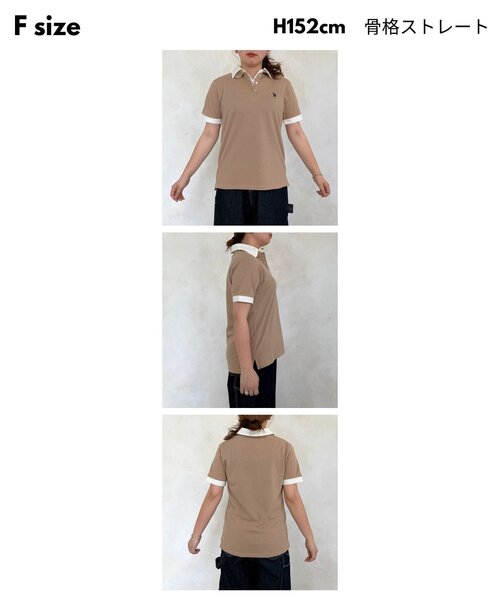 U.S. POLO ASSN.(ユーエスポロアッスン)の「フェイクレイヤード鹿の子ポロ(ポロシャツ・レディース・ブラウン/ネイビー/ベージュ/チャコールグレー・FREE)」の17枚目の写真