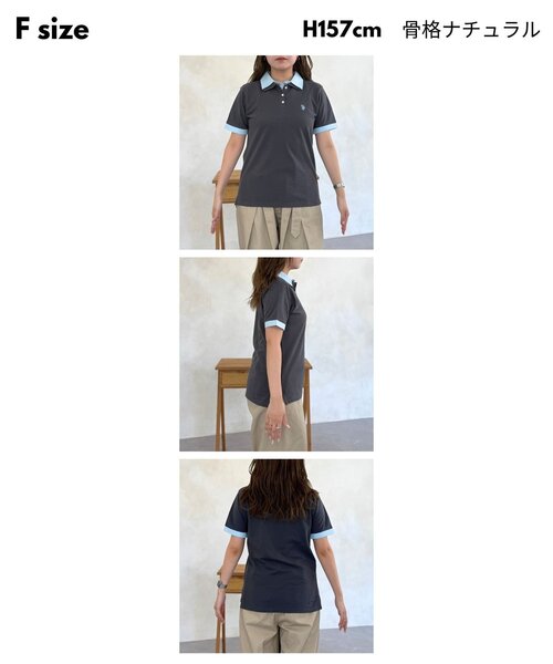 U.S. POLO ASSN.(ユーエスポロアッスン)の「フェイクレイヤード鹿の子ポロ(ポロシャツ・レディース・ブラウン/ネイビー/ベージュ/チャコールグレー・FREE)」の18枚目の写真