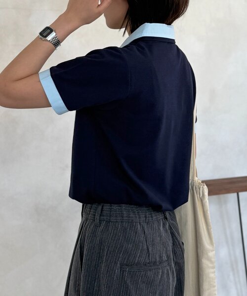 U.S. POLO ASSN.(ユーエスポロアッスン)の「フェイクレイヤード鹿の子ポロ(ポロシャツ・レディース・ブラウン/ネイビー/ベージュ/チャコールグレー・FREE)」の5枚目の写真