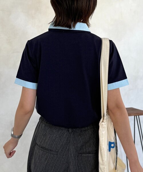 U.S. POLO ASSN.(ユーエスポロアッスン)の「フェイクレイヤード鹿の子ポロ(ポロシャツ・レディース・ブラウン/ネイビー/ベージュ/チャコールグレー・FREE)」の6枚目の写真