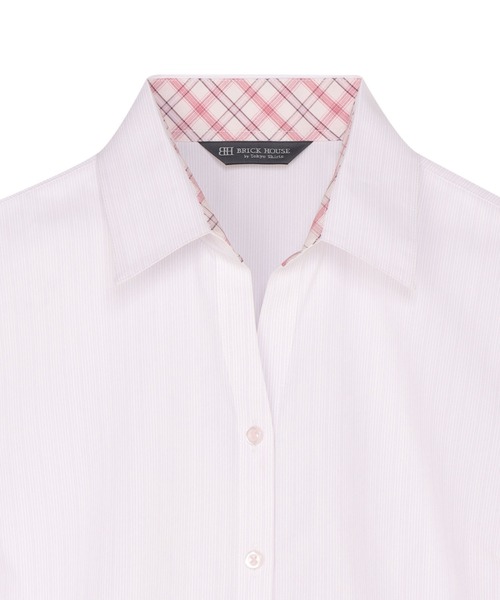 TOKYO SHIRTS（トウキョウシャツ）の「【透け防止】 形態安定ノンアイロン スキッパー 7分袖ビジネスワイシャツ（ビジネスシャツ・レディース・ピンク・XS/S/M/L/LL/XL）」の4枚目の写真
