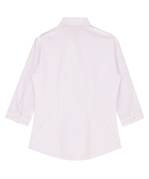 TOKYO SHIRTS（トウキョウシャツ）の「【透け防止】 形態安定ノンアイロン スキッパー 7分袖ビジネスワイシャツ（ビジネスシャツ・レディース・ピンク・XS/S/M/L/LL/XL）」の5枚目の写真