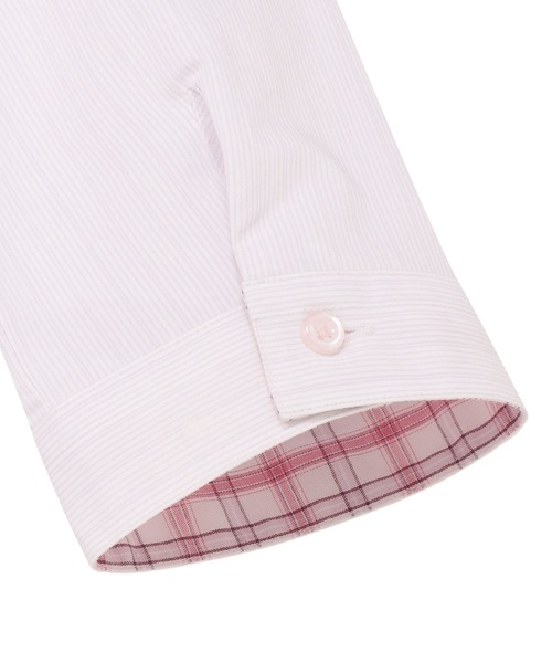 TOKYO SHIRTS（トウキョウシャツ）の「【透け防止】 形態安定ノンアイロン スキッパー 7分袖ビジネスワイシャツ（ビジネスシャツ・レディース・ピンク・XS/S/M/L/LL/XL）」の3枚目の写真