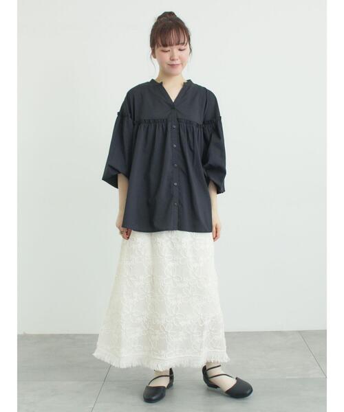 Samansa Mos2(サマンサ モスモス)の「刺繍レースメッシュスカート(スカート・レディース・ブラック/オフホワイト・F)」の19枚目の写真