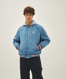 MARITHE + FRANCOIS GIRBAUD(�}���e�t�����\���W���{�[)��CLASSIC LOGO RAGLAN DENIM VARSITY JACKET(�f�j���W���P�b�g)