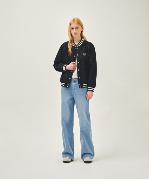 MARITHE + FRANCOIS GIRBAUD（マリテフランソワジルボー）の「CLASSIC LOGO RAGLAN DENIM VARSITY JACKET（デニムジャケット・レディース・ライトブルー/インディゴブルー・X-LARGE/LARGE/MEDIUM/SMALL）」の13枚目の写真