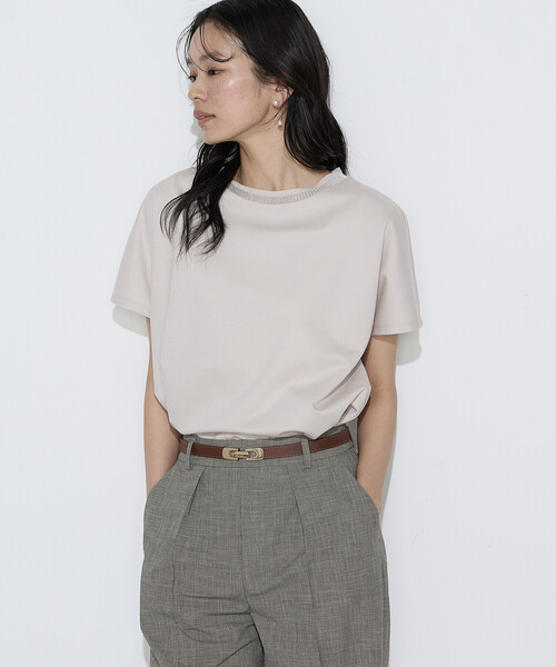 COMME CA(コムサ)の「ダブルフェイス ニット付きTシャツ(Tシャツ/カットソー・レディース・ベージュ/サックスブルー/ブラック/ホワイト・9号/11号)」の17枚目の写真