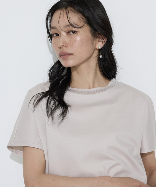 COMME CA(コムサ)の「ダブルフェイス ニット付きTシャツ(Tシャツ/カットソー・レディース・ベージュ/サックスブルー/ブラック/ホワイト・9号/11号)」の18枚目の写真
