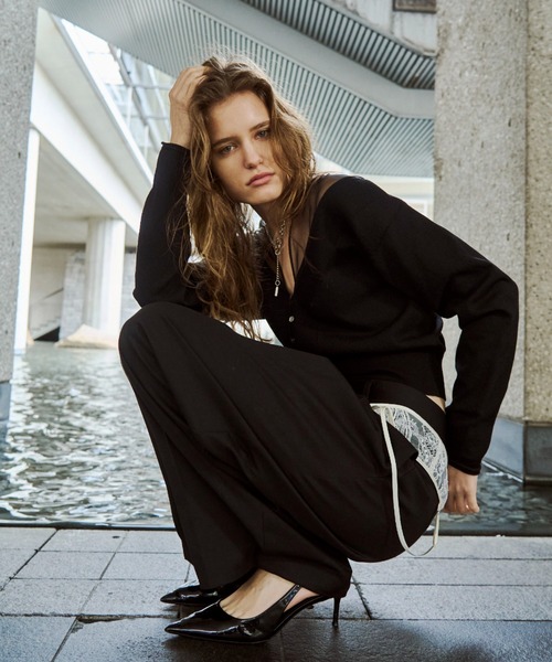 JOSE MOON(ジョゼムーン)の「TULLE SEAM KNIT CARDIGAN/チュールシームニットカーディガン(カーディガン/ボレロ・レディース・ホワイト/グレー/ブラック・FREE)」の15枚目の写真