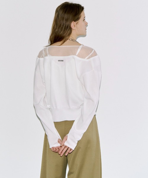 JOSE MOON(ジョゼムーン)の「TULLE SEAM KNIT CARDIGAN/チュールシームニットカーディガン(カーディガン/ボレロ・レディース・ホワイト/グレー/ブラック・FREE)」の21枚目の写真