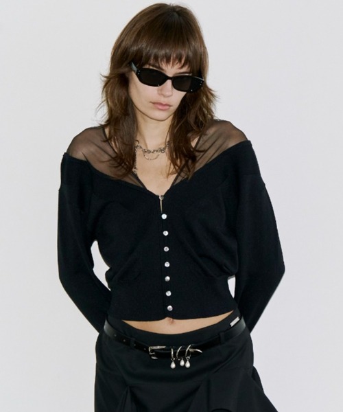 TULLE SEAM KNIT CARDIGAN/チュールシームニットカーディガン
