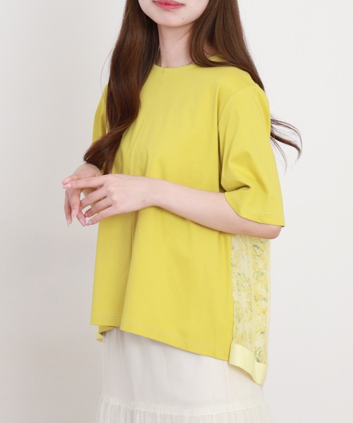 BRODIAEA(ブローディア)の「BRODIAEA バック切替えフラワー×チュール半袖Tシャツ 日本製(Tシャツ/カットソー・レディース・グレー/イエロー/ネイビー・40)」の22枚目の写真