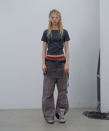 DOUBLE LAYER V-NECK TOP (DARK GREY)
