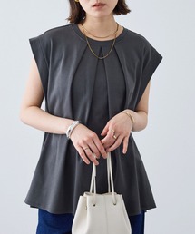 《汗染み防止》エブ楽 天竺フロントタックノースリーブTシャツ【CROSS FUNCTION/クロスファンクション】