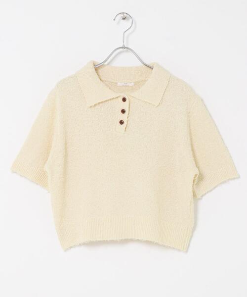 ITEMS URBANRESEARCH(アイテムズ アーバンリサーチ)の「フリンジコンパクトポロニット(ニット/セーター・レディース・ブラウン/オフホワイト/ネイビー・FREE)」の9枚目の写真
