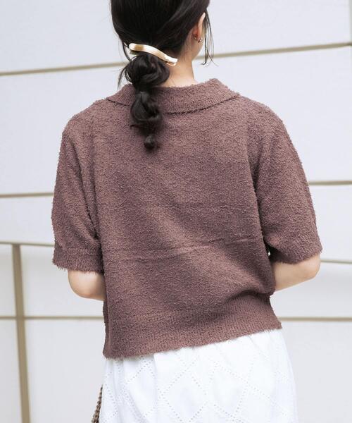ITEMS URBANRESEARCH(アイテムズ アーバンリサーチ)の「フリンジコンパクトポロニット(ニット/セーター・レディース・ブラウン/オフホワイト/ネイビー・FREE)」の11枚目の写真