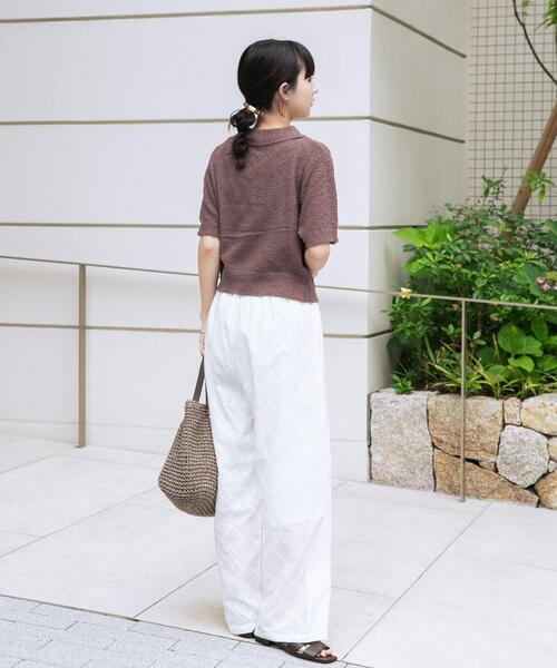 ITEMS URBANRESEARCH(アイテムズ アーバンリサーチ)の「フリンジコンパクトポロニット(ニット/セーター・レディース・ブラウン/オフホワイト/ネイビー・FREE)」の16枚目の写真