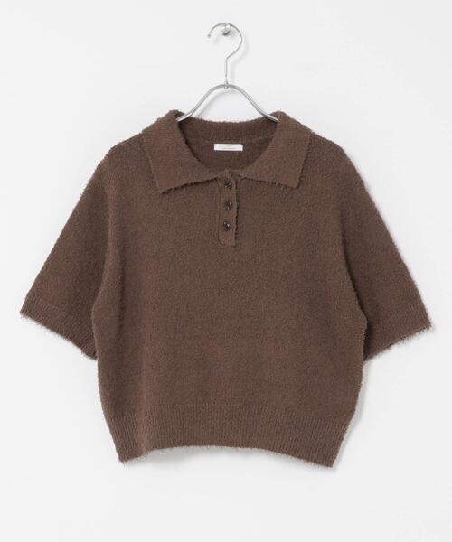 ITEMS URBANRESEARCH(アイテムズ アーバンリサーチ)の「フリンジコンパクトポロニット(ニット/セーター・レディース・ブラウン/オフホワイト/ネイビー・FREE)」の17枚目の写真