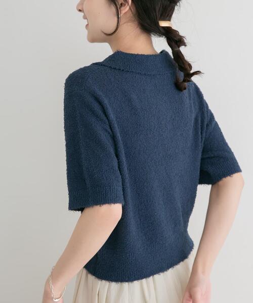ITEMS URBANRESEARCH(アイテムズ アーバンリサーチ)の「フリンジコンパクトポロニット(ニット/セーター・レディース・ブラウン/オフホワイト/ネイビー・FREE)」の19枚目の写真