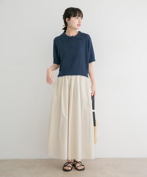 ITEMS URBANRESEARCH(アイテムズ アーバンリサーチ)の「フリンジコンパクトポロニット(ニット/セーター・レディース・ブラウン/オフホワイト/ネイビー・FREE)」の22枚目の写真
