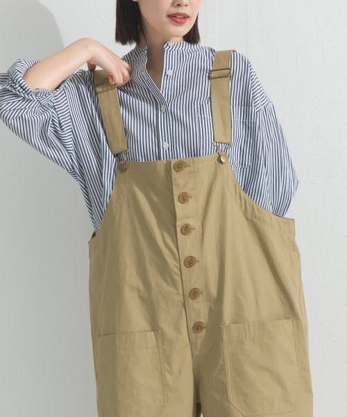 OMNES（オムネス）の「ウォッシュ加工 ダンプサロペット（サロペット/オーバーオール・レディース・カーキ/ブラック/イエロー/ベージュ・FREE）」の12枚目の写真