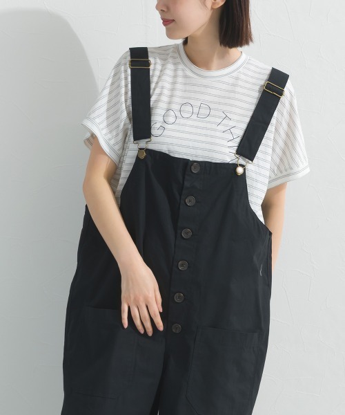 OMNES（オムネス）の「ウォッシュ加工 ダンプサロペット（サロペット/オーバーオール・レディース・カーキ/ブラック/イエロー/ベージュ・FREE）」の7枚目の写真